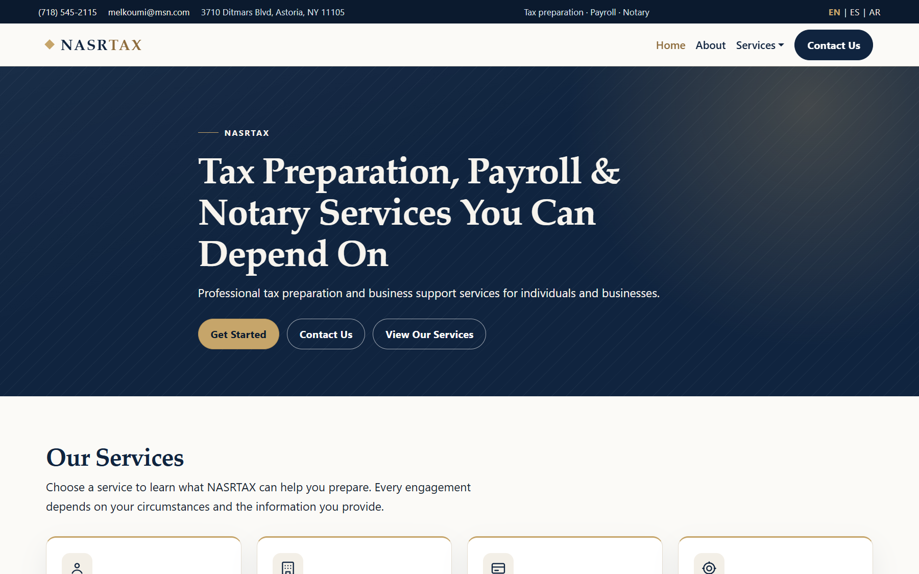 Homepage of the NASRTAX website